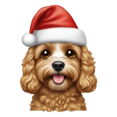 cavapoo dog with santa hat  sticker
