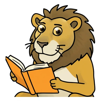Lion reading a book  sticker