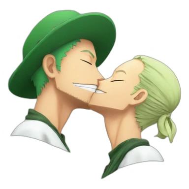 Shanks and Zoro from One Piece, touching their lips sticker