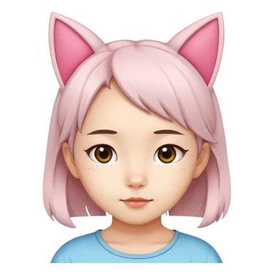 7 years old asian girl with a cat ears sticker