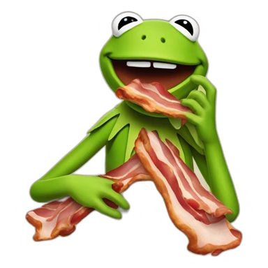 kermit the frog eating bacon sticker