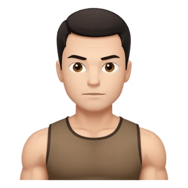 muscular man white skin, wear brown shirt sticker