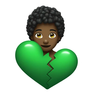 Half black and Green heart sticker