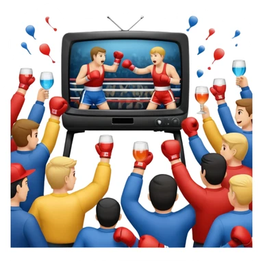 a boxing match shown on a television sticker