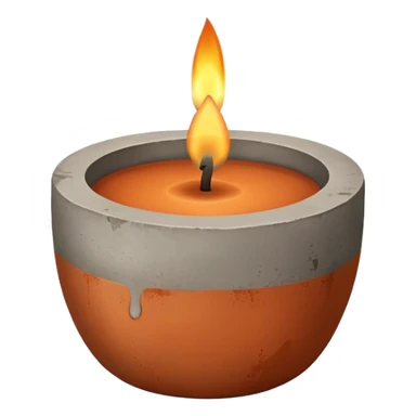 candle in a concrete vessel terracotta color  sticker