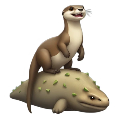 Loutre sur un dinosaure  sticker