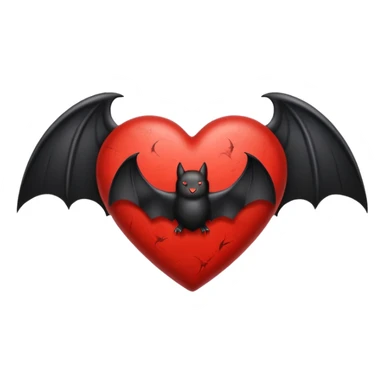 heart with black bat wings sticker