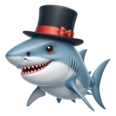 Shark with a top hat sticker