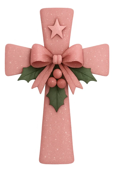 Pink christmas cross, remove background sticker
