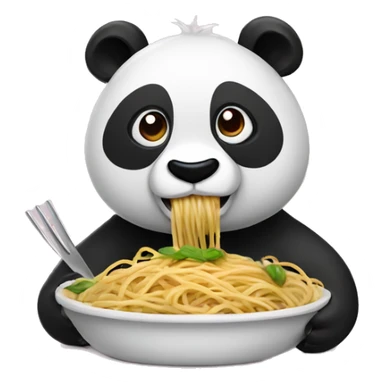 Panda eating spaghetti sticker