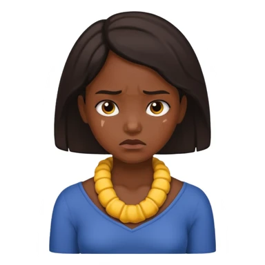 dark skinned girl holding her next with an angry face sticker