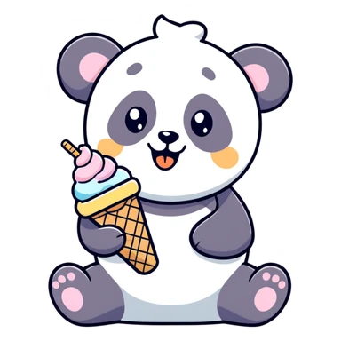 Panda eating ice cream sticker