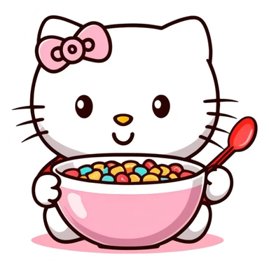 hello kitty eating cereal sticker