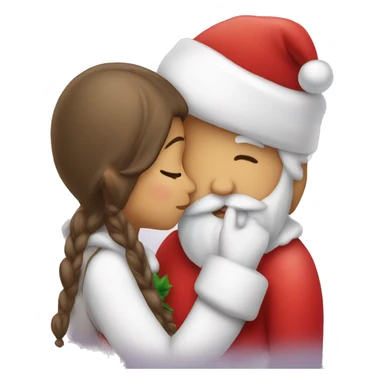 girl kissing santa  sticker