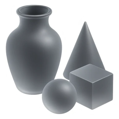 vase with geometric shapes, subtle reflections, minimalistic design, matte glass style sticker