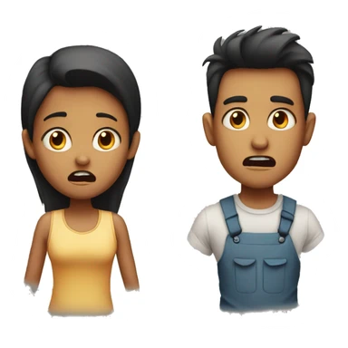 A scared boy and girl sticker