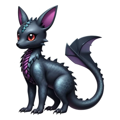 Shiny Dark Cute Majestic Sophisticated Modern Gothic Gloomy Futuristic Scaly Cyber-Salandit-Umbreon-Delcatty-Hybrid (Full body) sticker