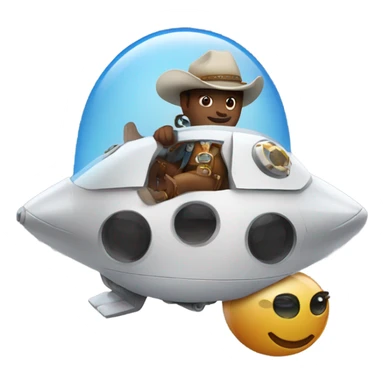 spaceship with cowboy  sticker