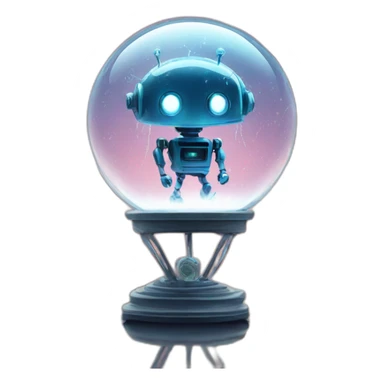 thunderstorm and robot in a glass globe sticker