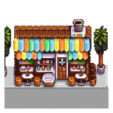 small city shops and cafe with outdoor seating sticker