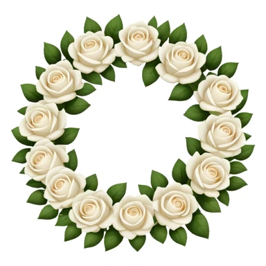 circle with wreath of white roses sticker