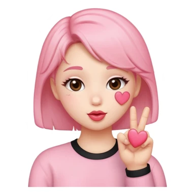 an uwu kissy face with a finger heart sticker