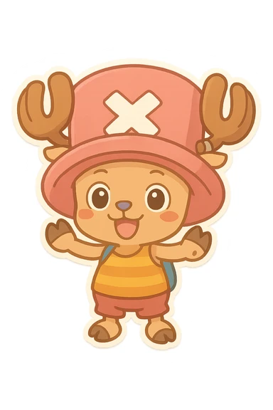 Chopper from One Piece, chibi cartoon style sticker