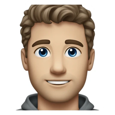 white guy, 30 years old, dark hair, medium height, blue eyes, wearing a grey pullover, gray chinos and brown chelsea pants sticker