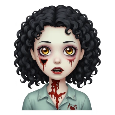 garota zumbi com cabelo cacheado preto sticker