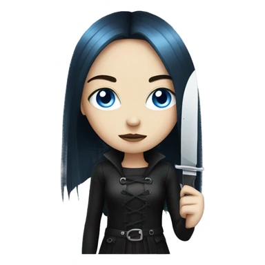 goth girl with blue eyes and knife sticker