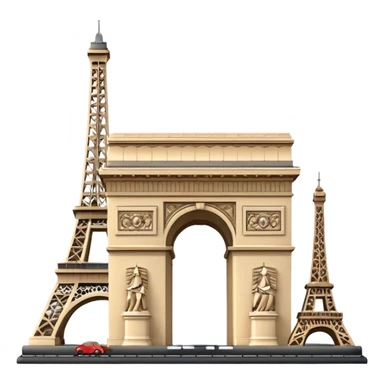 arc de triomphe and eiffel tower together, simple and iconic emoji sticker