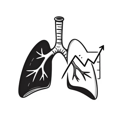 Hand-drawn lungs with oxygen measurement graph next to it, fitness capability visualization sticker