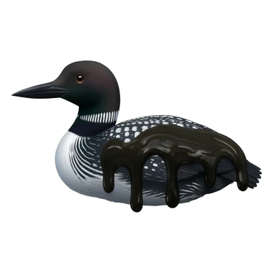 Common loon with oil all over its body sticker