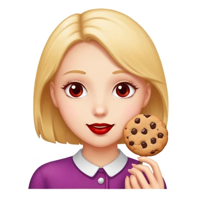Girl eating cookie and has red scleras sticker