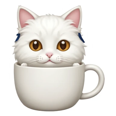 cute white cat relaxing in a coffe mug sticker