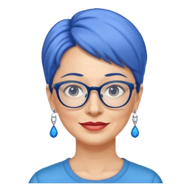 signora 50 anni con occhiali e orecchini azzurri sticker