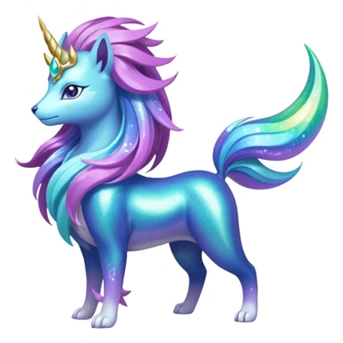 Auroral Celestial Galactical Divine Sparkly Shiny Shimmering Glittery Glossy Soft Smooth Suicune-Aurorus-Meganium-fusion (full body) sticker