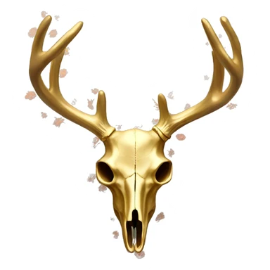 Gold Deer skull with antlers + floral pattern  sticker