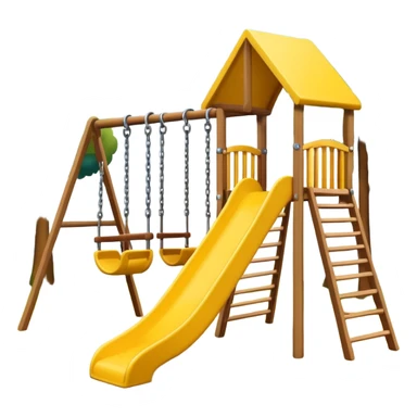 colorful playground with one yellow slide and one swing sticker