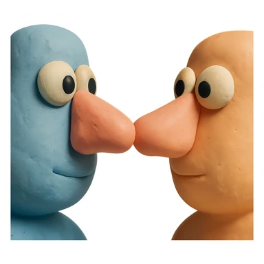 two noses bumping, pastel colors sticker