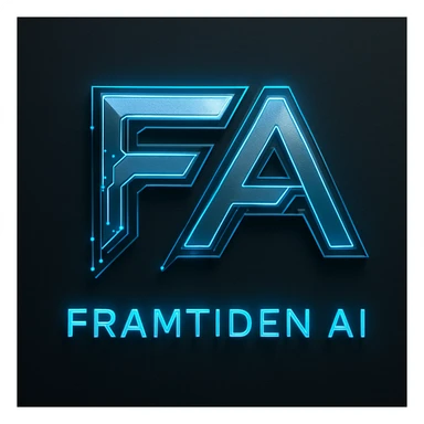 futuristic, cool logo for 'Framtiden AI', stylized F and A letters, digital vibe, modern design sticker