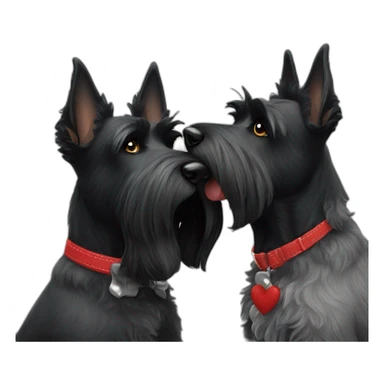 Senior Two black Scottish terrier kissing sticker