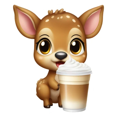 Baby deer drinking iced coffee sticker