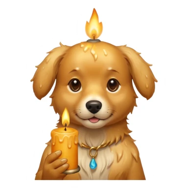 dog holding a lit aromatic candle in hand sticker