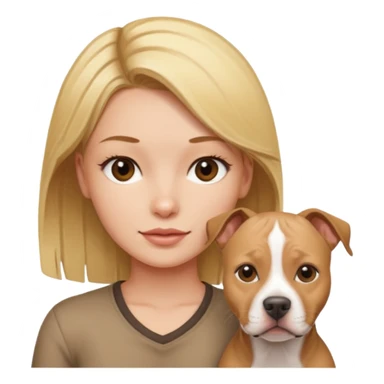 Blonde girl with light brown american staffordshire terrier sticker