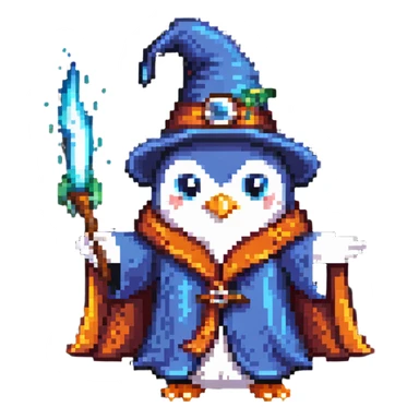 penguin wizard casting spell sticker