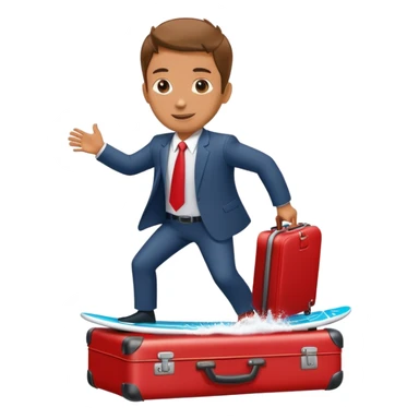 businessman surfing on a red suitcase sticker