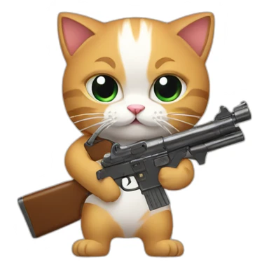 cat with guns sticker