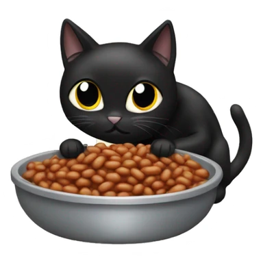 Black cat eating baked beans sticker