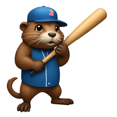 Beaver holding a baseball bat sticker